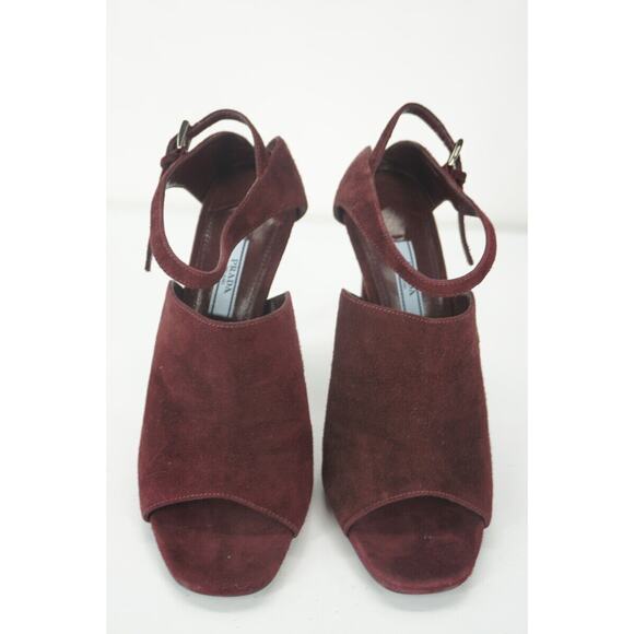 Prada Armarnato Suede Leather Ankle-Strap Slide Sandals - Picture 4 of 10